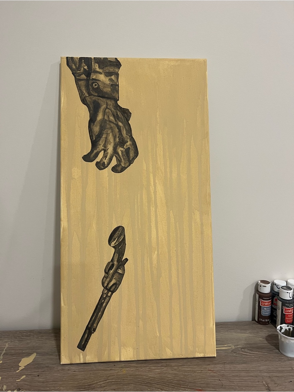 Hand Dropping Revolver Wall Art - Handmade Art - 24” x 12”